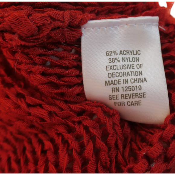 Vintage Crocheted Tunic Tank Sweater Womens 2X Burnt Orange Beaded Fringe Boho - Picture 9 of 11